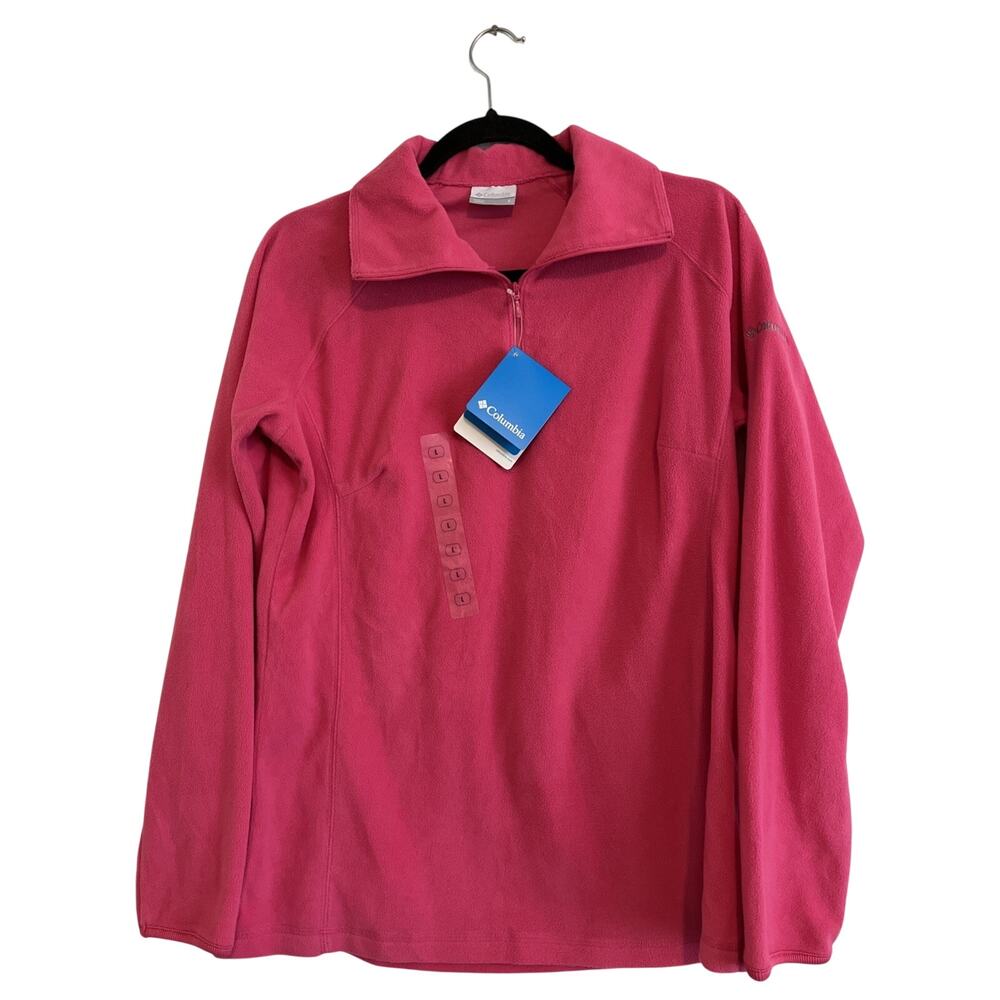 NWT COLUMBIA Large women's pink Soft fleece 1/2 Zip Pullover Arctic Air